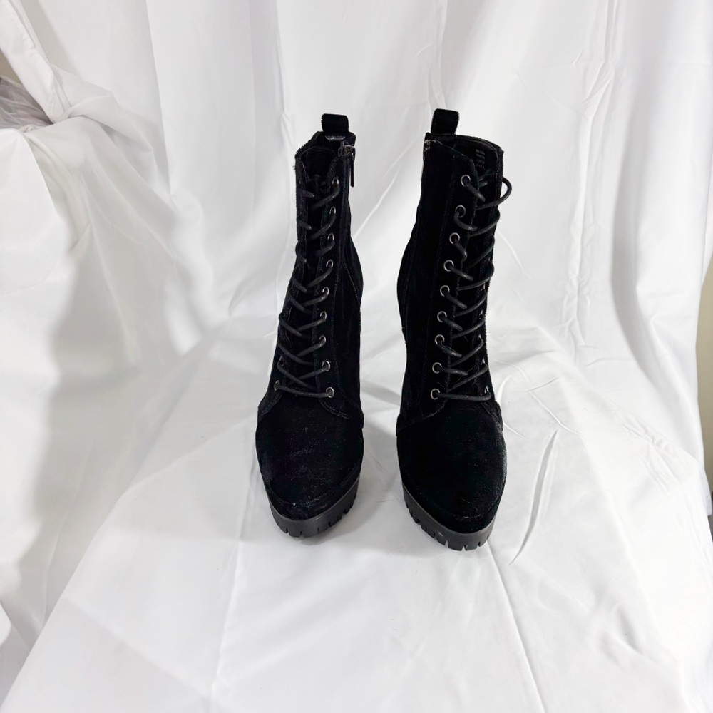ALDO ‘Aliria’ black Velvet Lace Up/Zip Platform Ultra High Heel Ankle Boots 10 - Picture 14 of 14